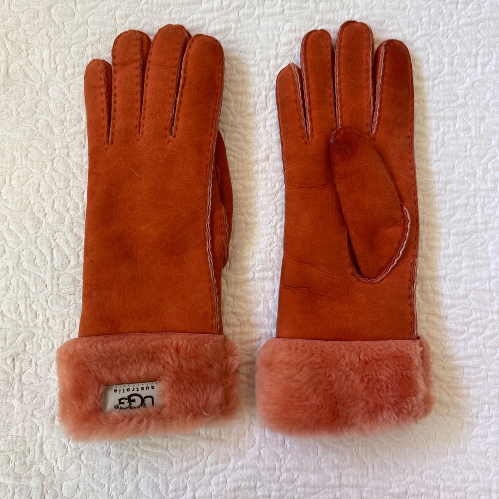 UGG Australia orange leather gloves